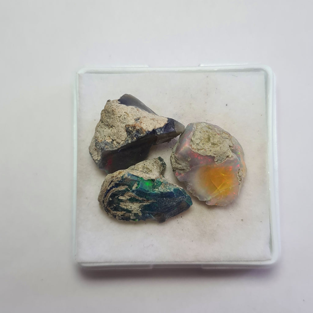 3 Pcs Natural Black Opal Rough | Size: 14-19mm