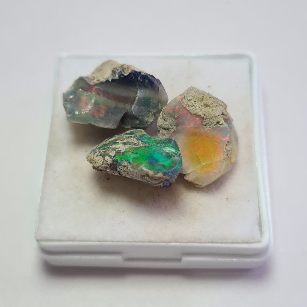 3 Pcs Natural Black Opal Rough | Size: 14-19mm