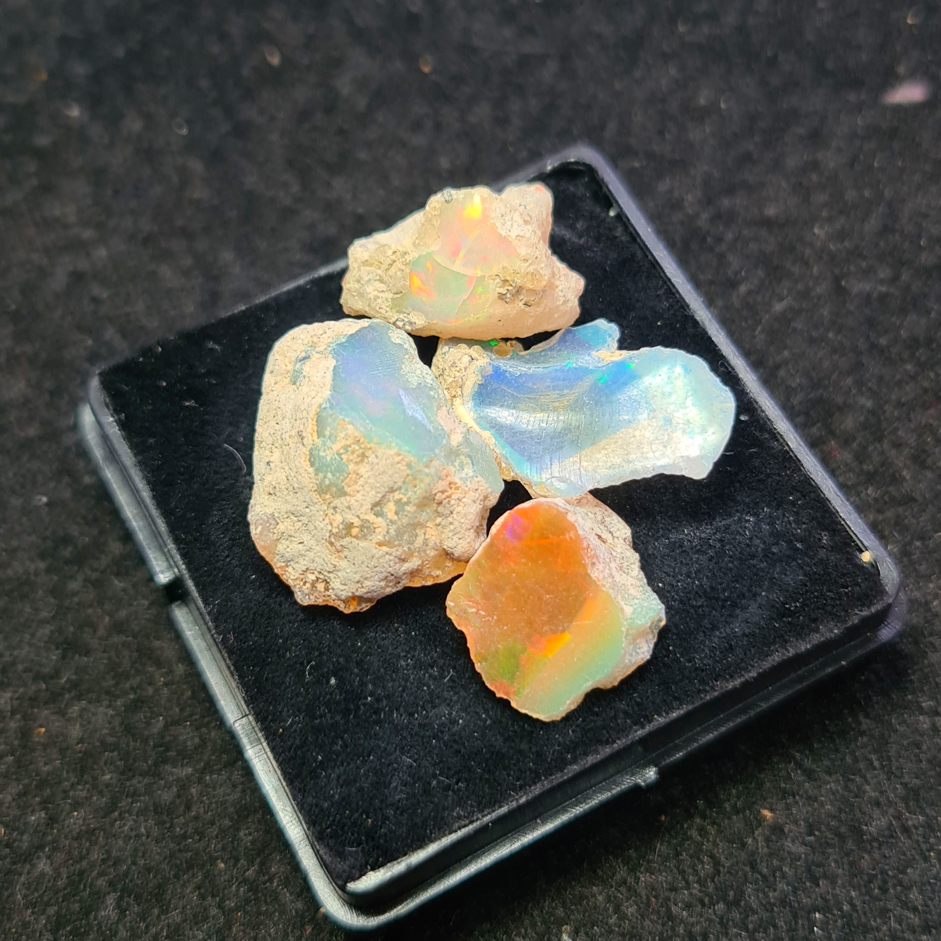 4 Pcs Natural Ethiopian  Opal Rough | Size: 14-20mm