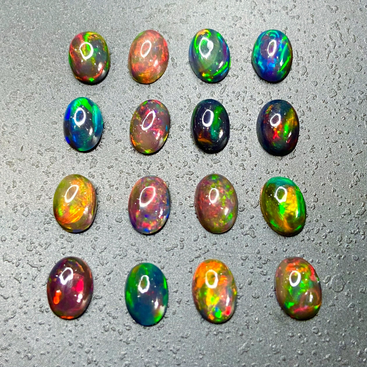 20 Pcs Natural Black Opal Cabochon Calibrated | Oval | Smoked