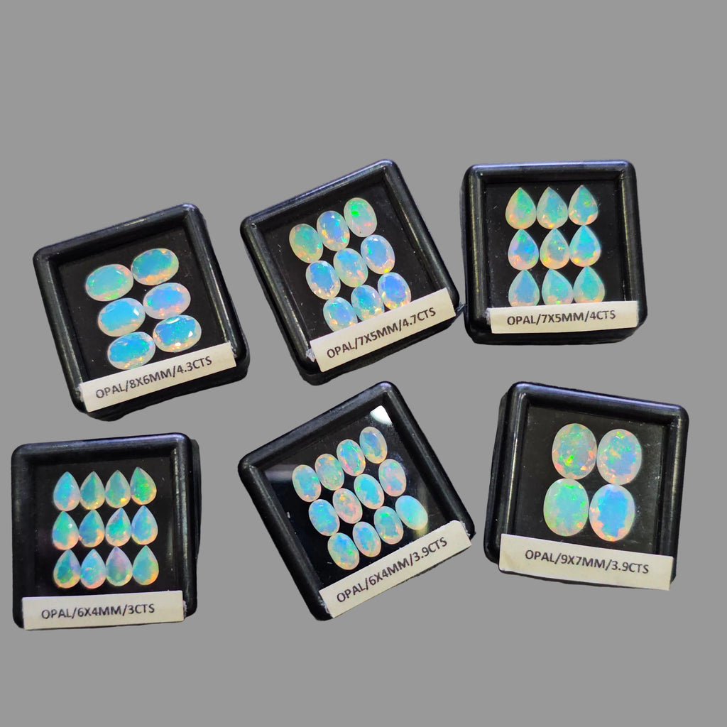 Natural Opal Faceted 6 Box Set | Pear & Oval | 6–9mm