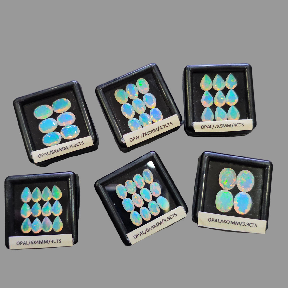 Natural Opal Faceted 6 Box Set | Pear & Oval | 6–9mm