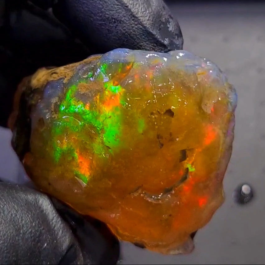 458 Carats | Ethiopian Jumbo Water Opal Specimen grade | Brilliant play of colour| 54x44mm