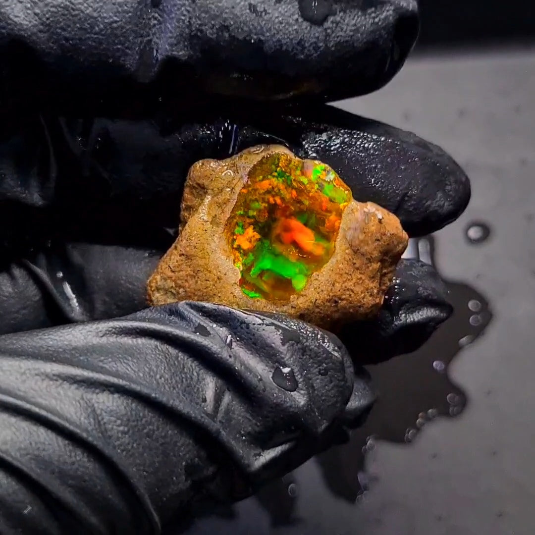 40 Carats | Ethiopian Water Opal Specimen grade | Brilliant play of colour| 34x27mm