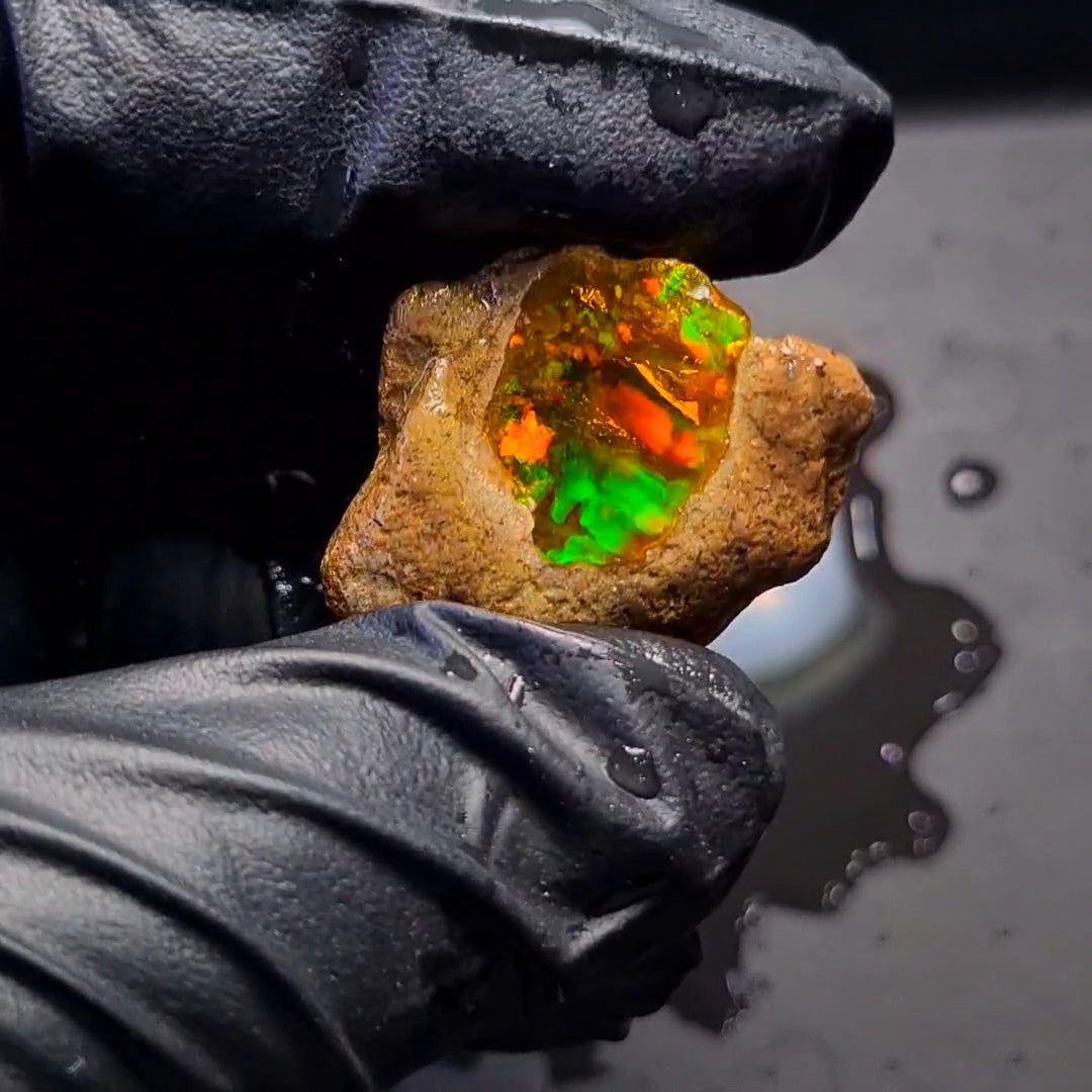 40 Carats | Ethiopian Water Opal Specimen grade | Brilliant play of colour| 34x27mm