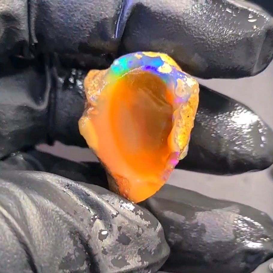 75Carats | Ethiopian Water Opal Specimen grade | Brilliant play of colour| 30x23mm