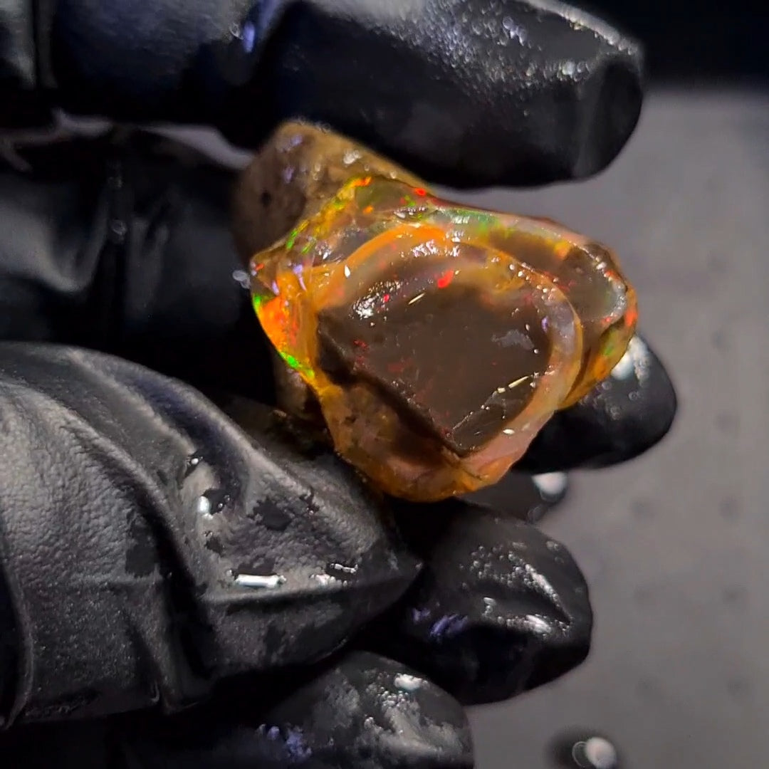 100Carats | Ethiopian Water Opal Specimen grade | Brilliant play of colour| 39x27mm