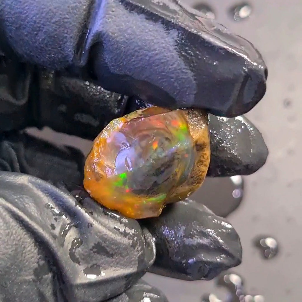 56Carats | Ethiopian Water Opal Specimen grade | Brilliant play of colour| 29x24mm