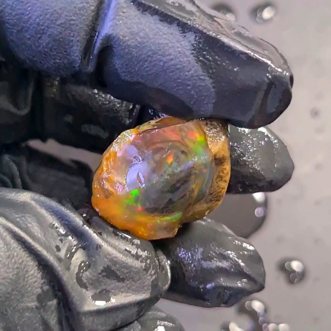 56Carats | Ethiopian Water Opal Specimen grade | Brilliant play of colour| 29x24mm