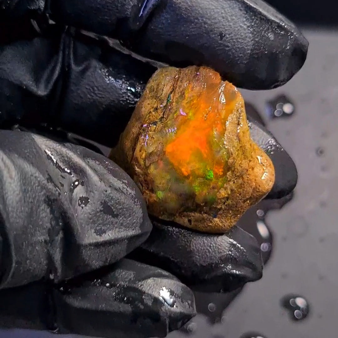 69Carats | Ethiopian Water Opal Specimen grade | Brilliant play of colour| 34x32mm