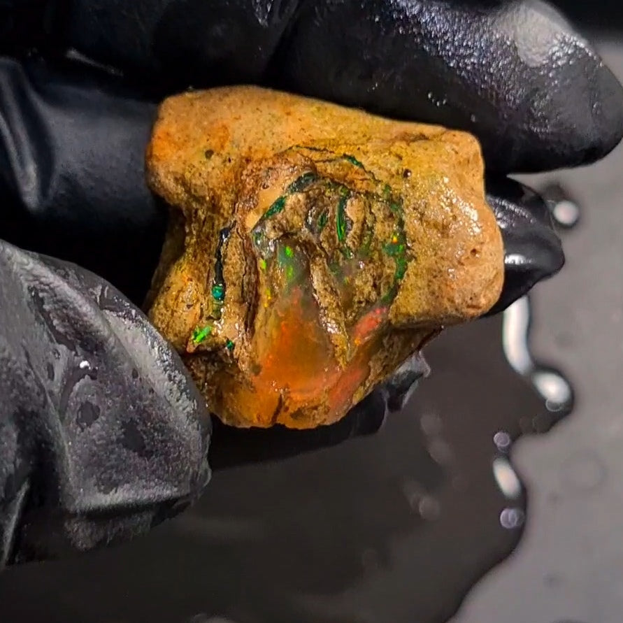 69Carats | Ethiopian Water Opal Specimen grade | Brilliant play of colour| 34x32mm
