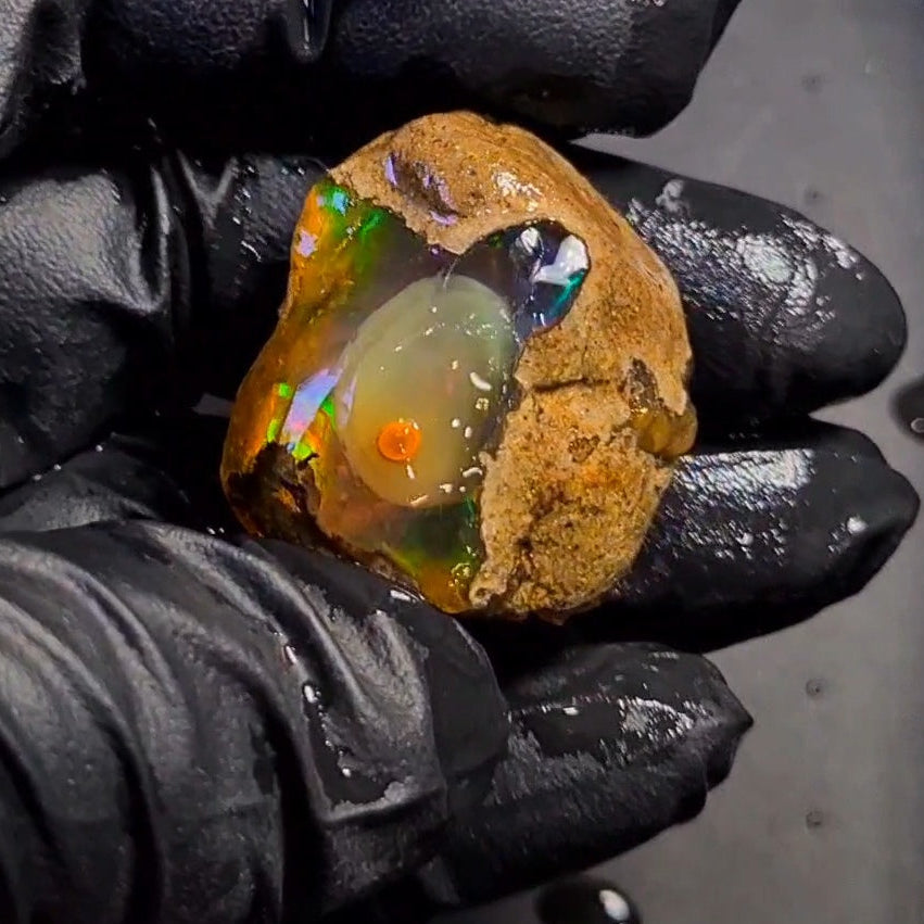 115Carats | Ethiopian Phantom Water Opal Specimen grade | Brilliant play of colour| 35x29mm