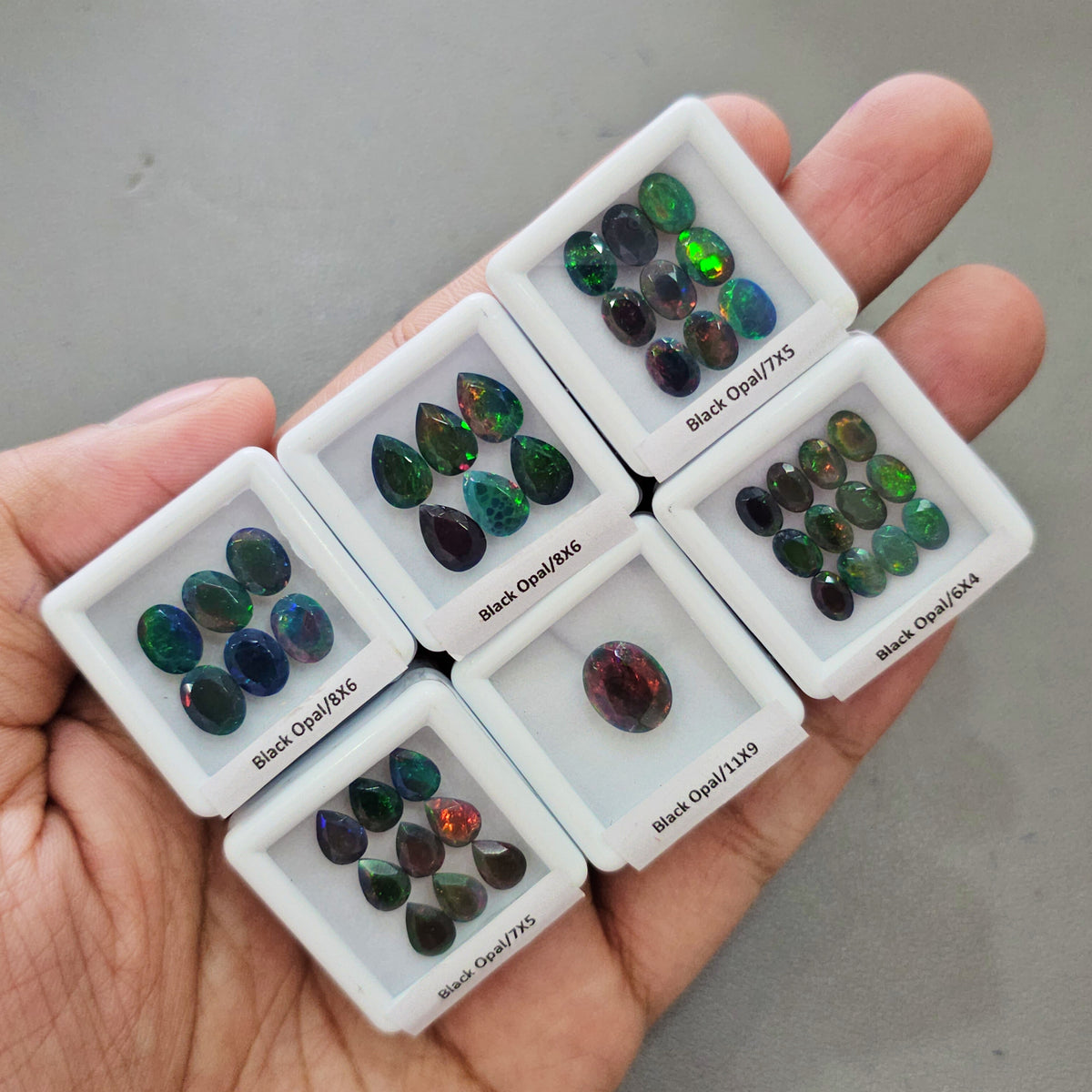 Natural Black Opal Faceted 6 Box Set | Pear & Oval | 6–11mm