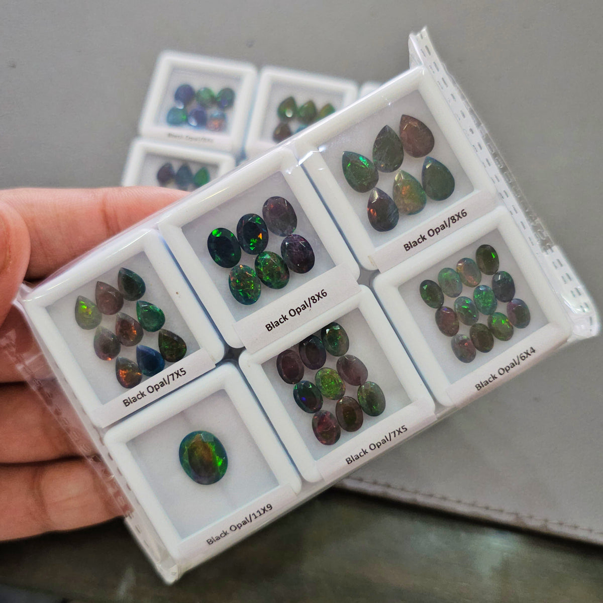 Natural Black Opal Faceted 6 Box Set | Pear & Oval | 6–11mm