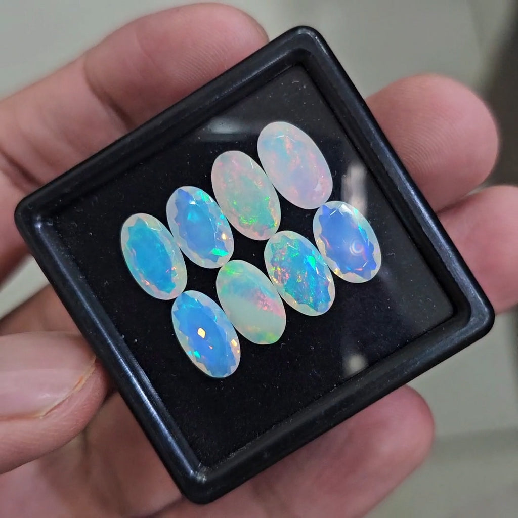8 Pcs Natural Ethiopian Opal Faceted | Oval  | 10-11mm| With Box