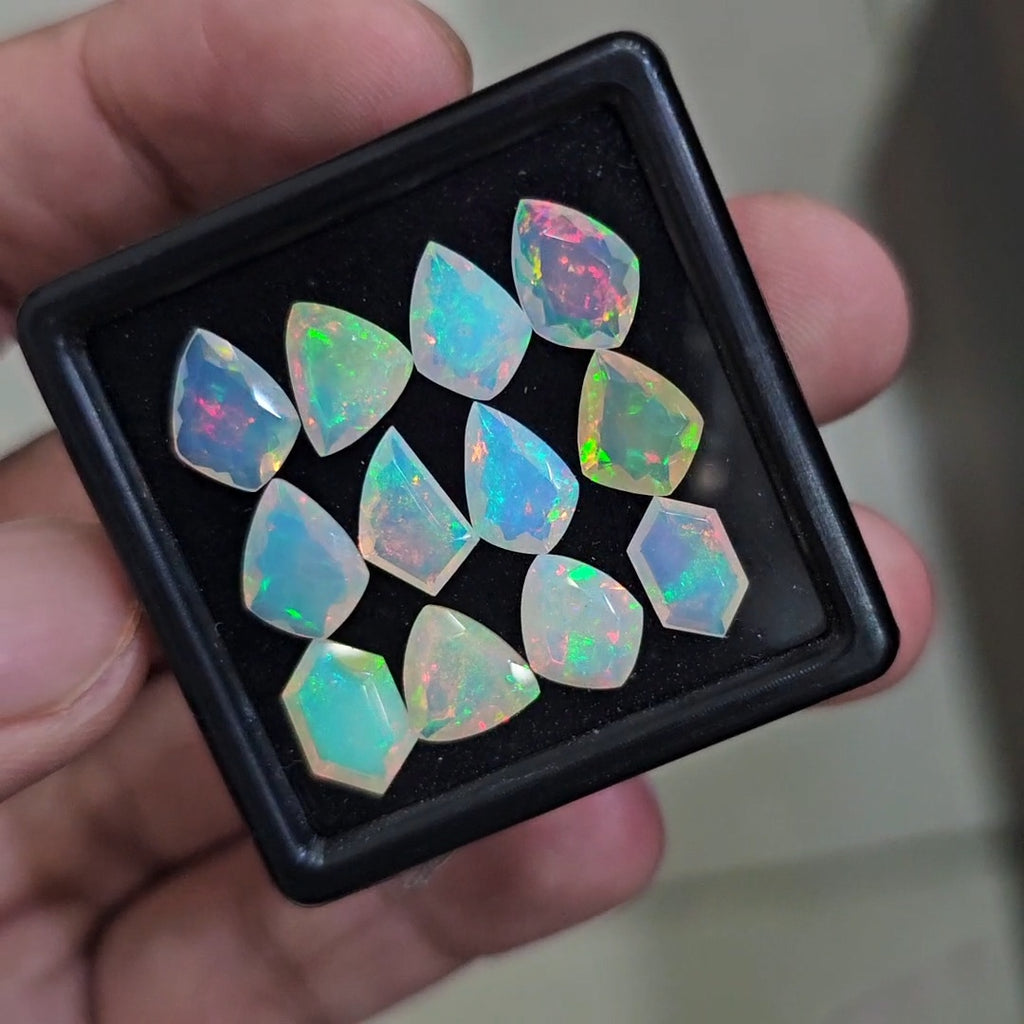 12 Pcs Natural Ethiopian Opal Faceted | Fancy | 8-10mm| With Box