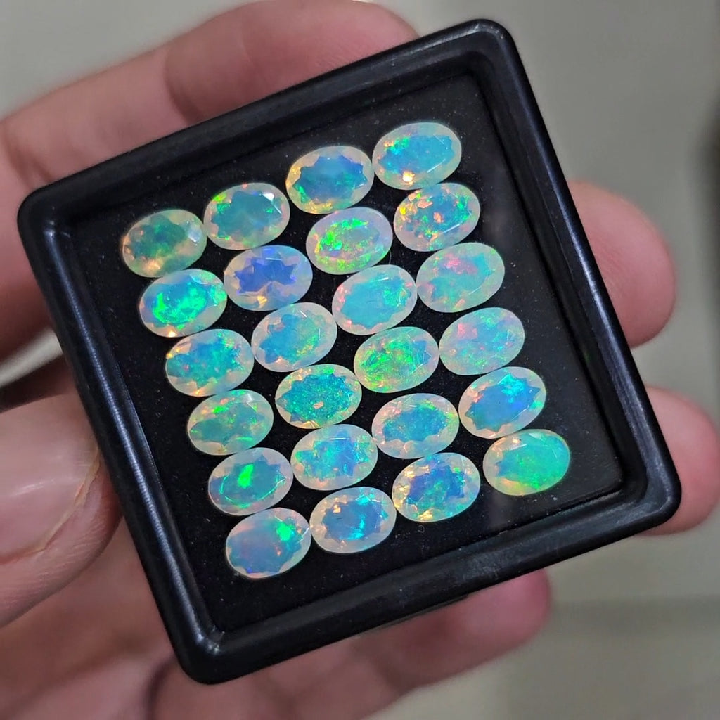 24 Pcs Natural Ethiopian Opal Faceted | Oval | 7x5mm| With Box