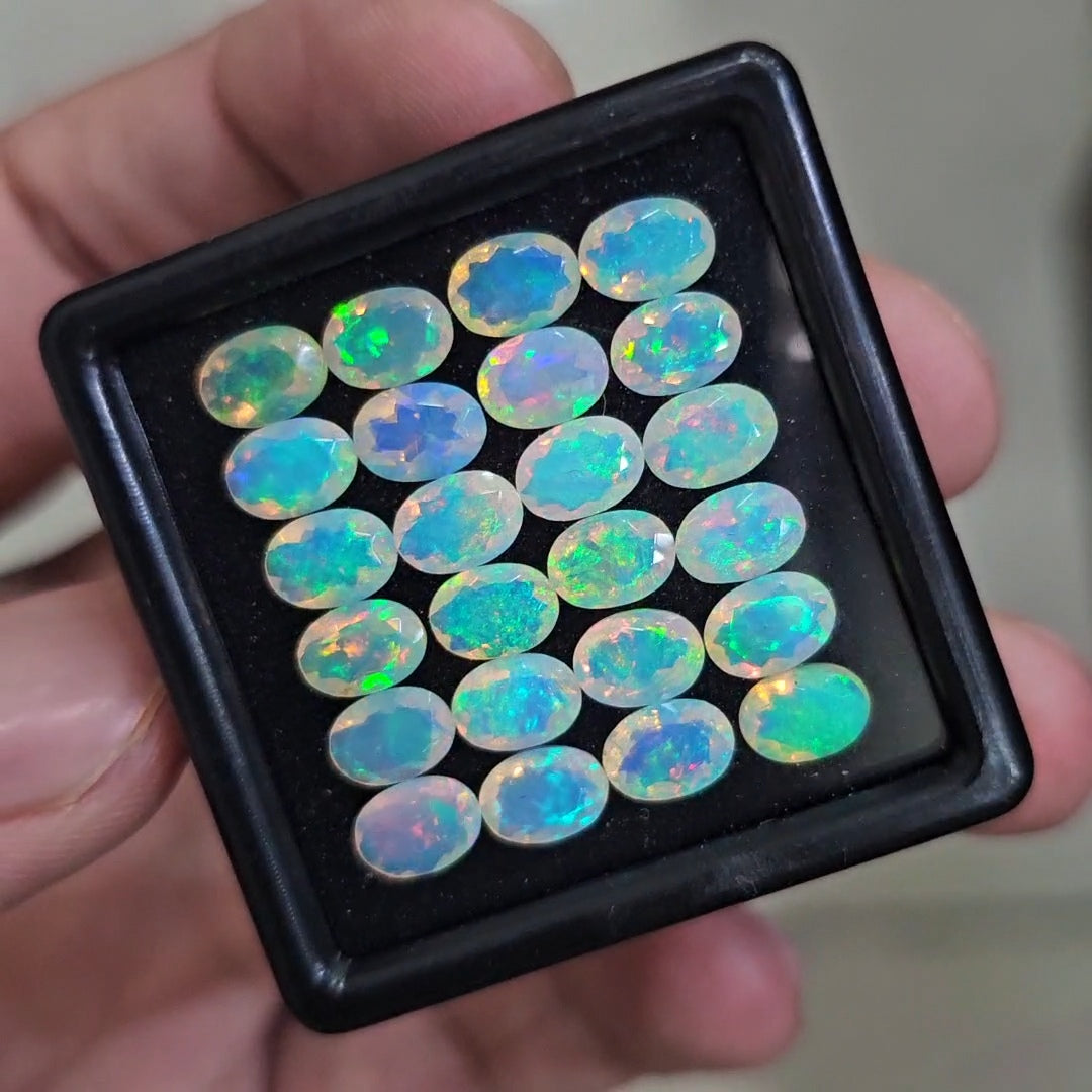 24 Pcs Natural Ethiopian Opal Faceted | Oval | 7x5mm| With Box