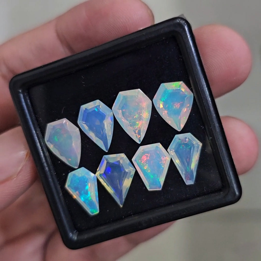 8 Pcs Natural Ethiopian Opal Faceted | Fancy  | 11-12mm| With Box