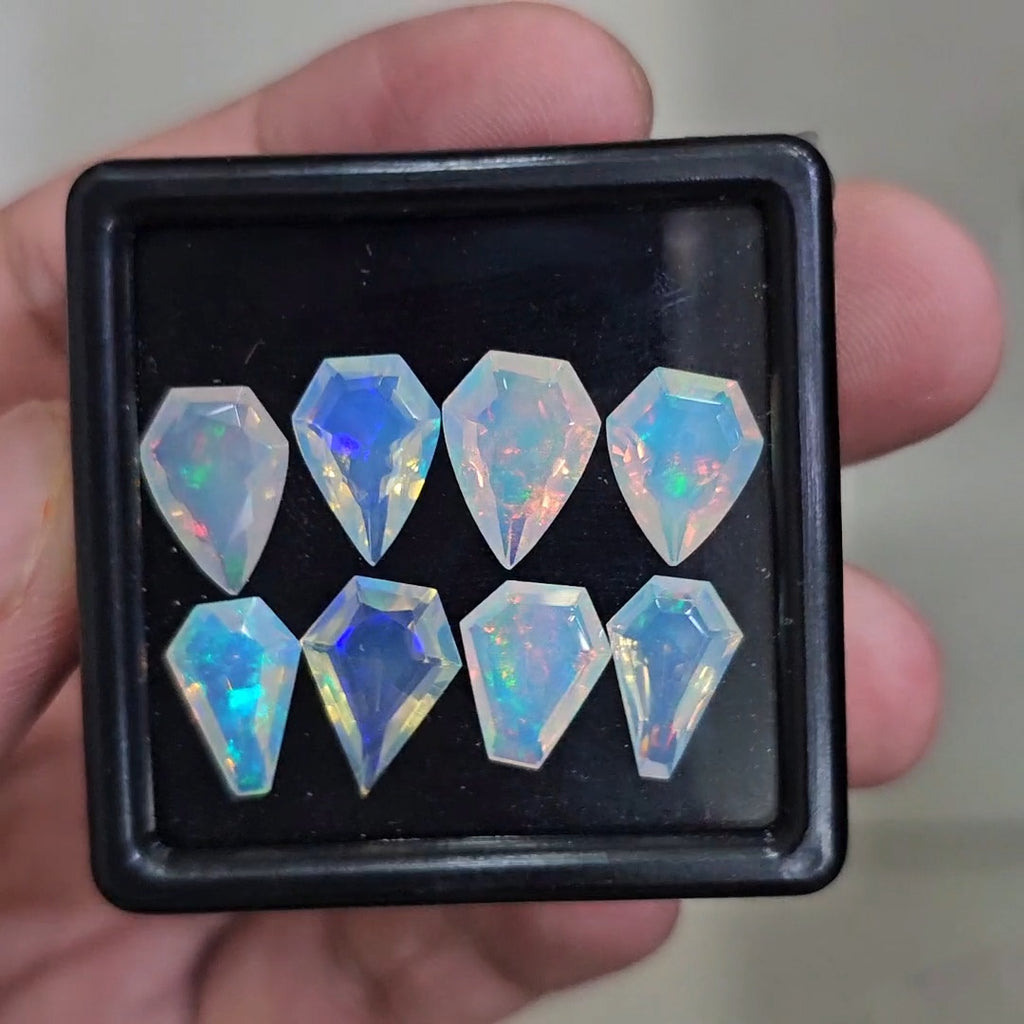 8 Pcs Natural Ethiopian Opal Faceted | Fancy  | 11-12mm| With Box