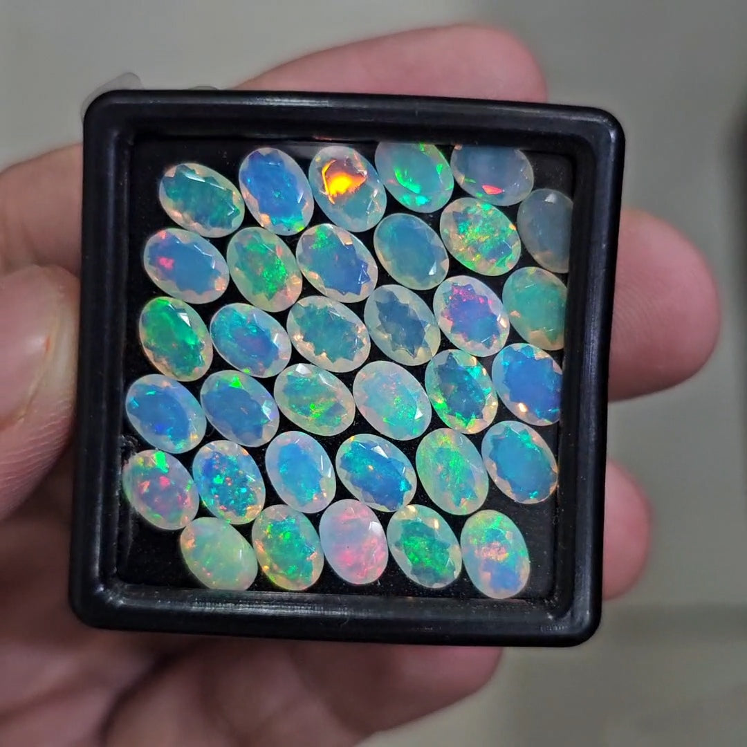 34 Pcs Natural Ethiopian Opal Faceted | Oval | 7x5mm| With Box