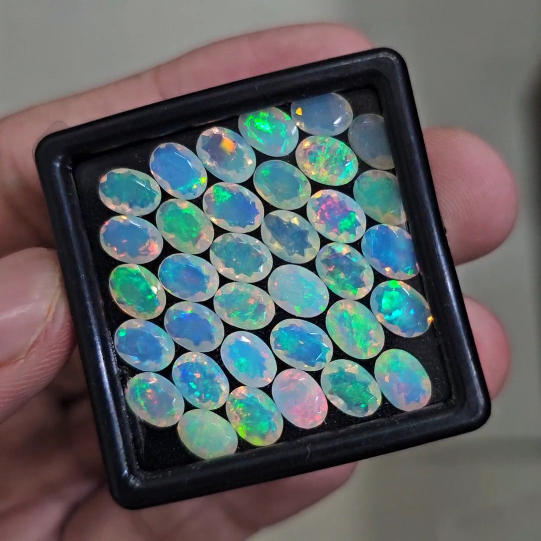 34 Pcs Natural Ethiopian Opal Faceted | Oval | 7x5mm| With Box