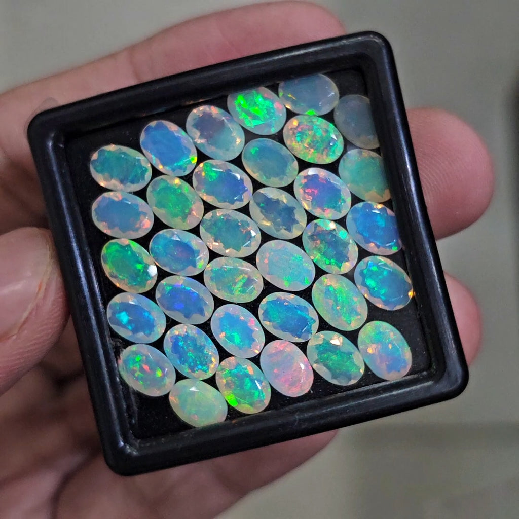 34 Pcs Natural Ethiopian Opal Faceted | Oval | 7x5mm| With Box