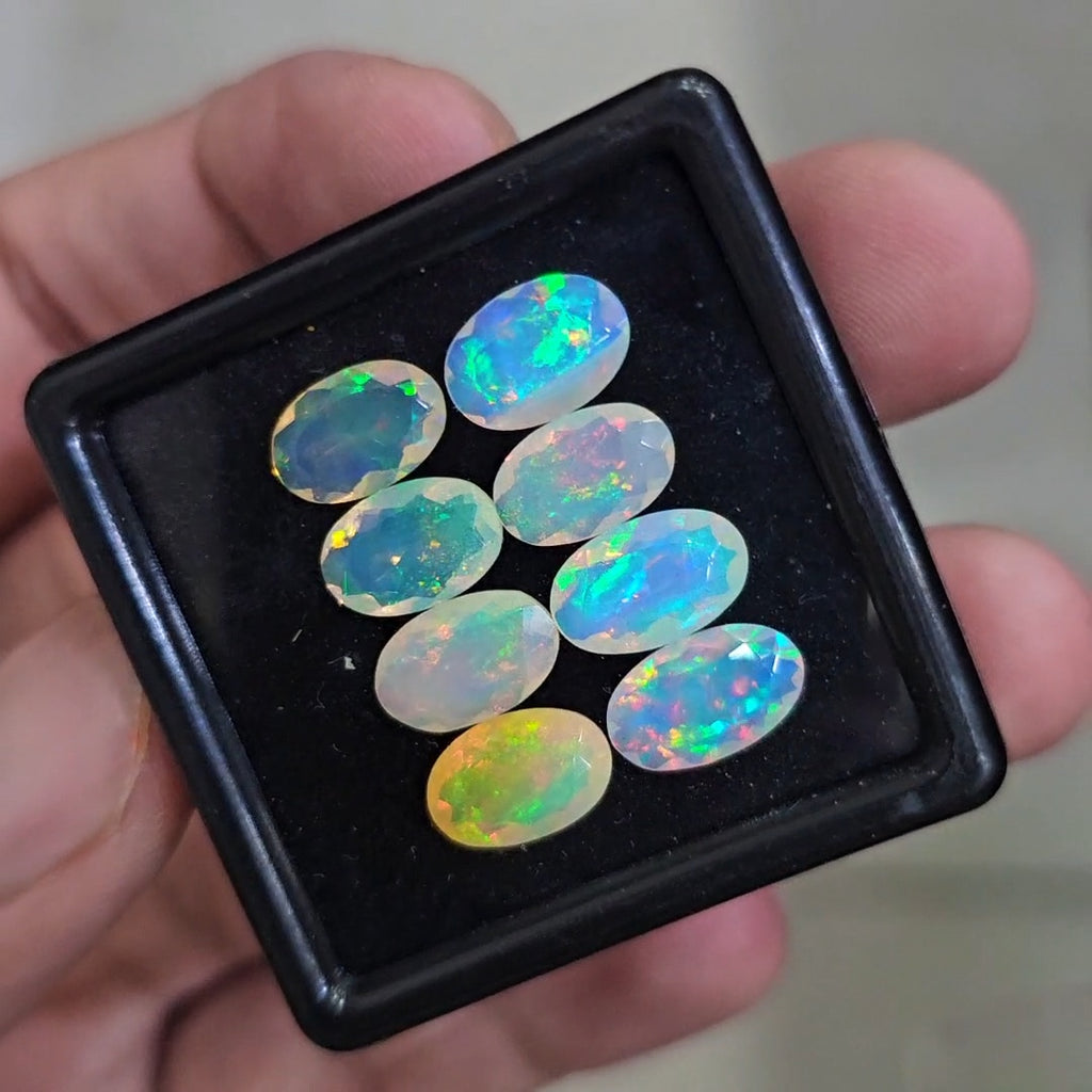 8 Pcs Natural Ethiopian Opal Faceted | Oval  | 10-11mm| With Box