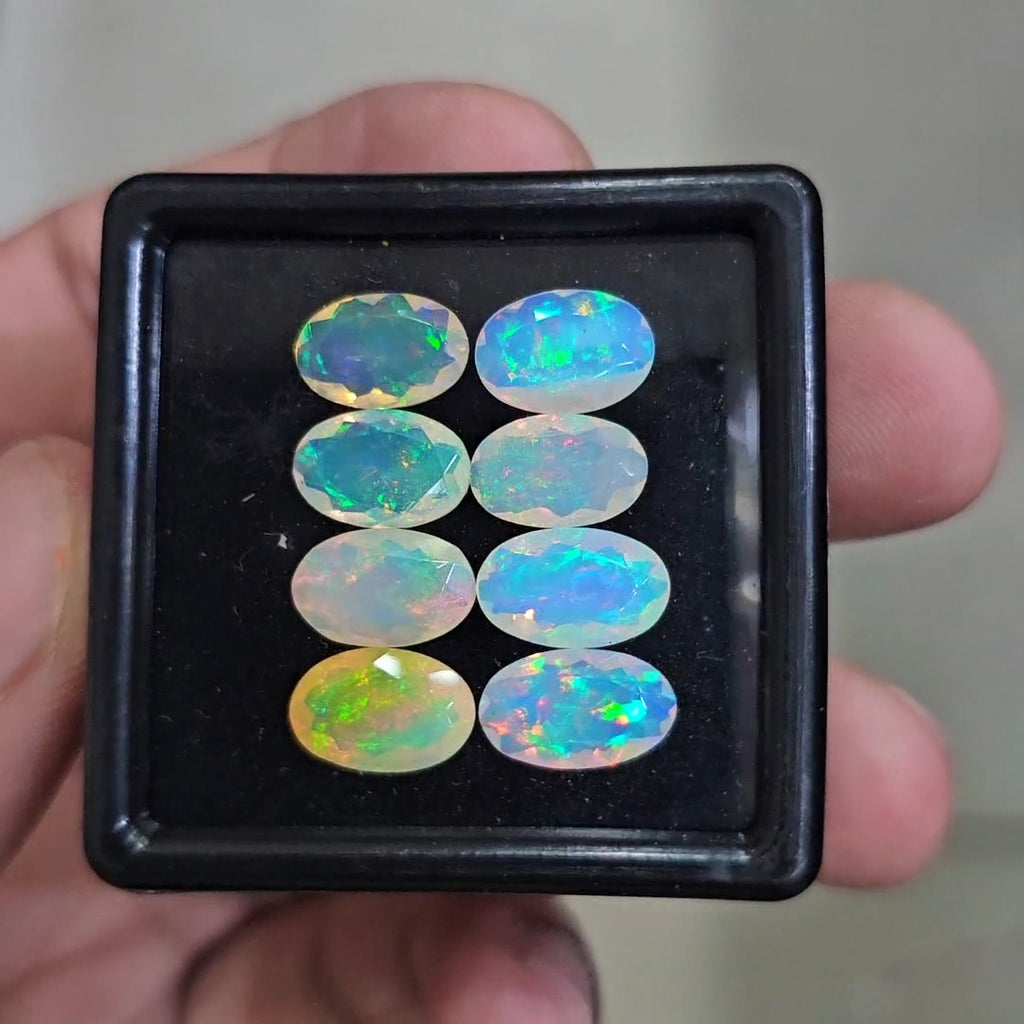 8 Pcs Natural Ethiopian Opal Faceted | Oval  | 10-11mm| With Box