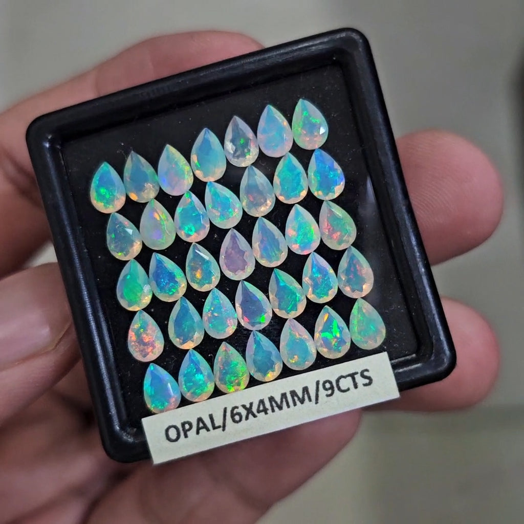 35 Pcs Natural Ethiopian Opal Faceted | Pear | 6x4mm| With Box