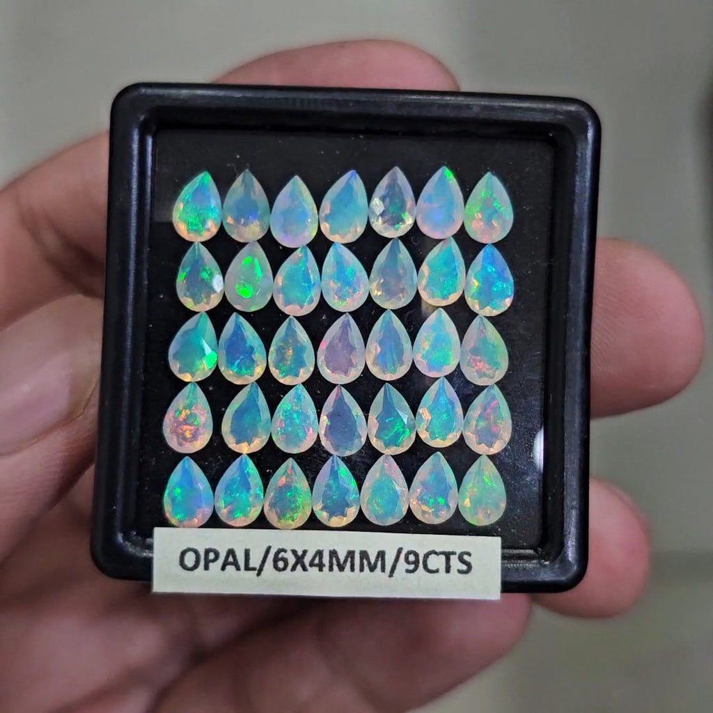 35 Pcs Natural Ethiopian Opal Faceted | Pear | 6x4mm| With Box