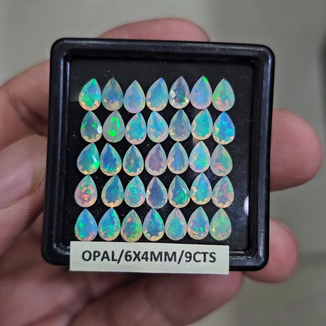 35 Pcs Natural Ethiopian Opal Faceted | Pear | 6x4mm| With Box