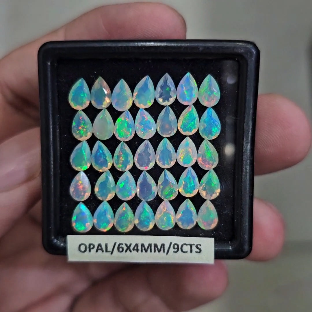 35 Pcs Natural Ethiopian Opal Faceted | Pear | 6x4mm| With Box