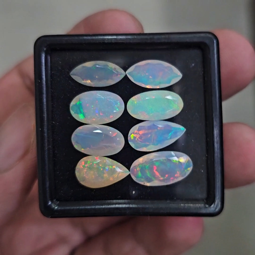 8 Pcs Natural Ethiopian Opal Faceted | Mix  | 12-14mm| With Box