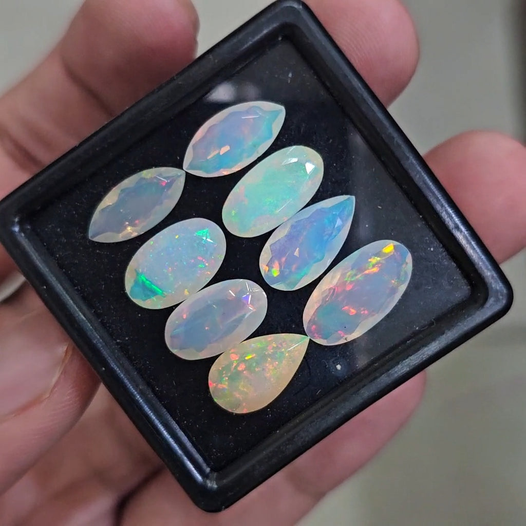 8 Pcs Natural Ethiopian Opal Faceted | Mix  | 12-14mm| With Box