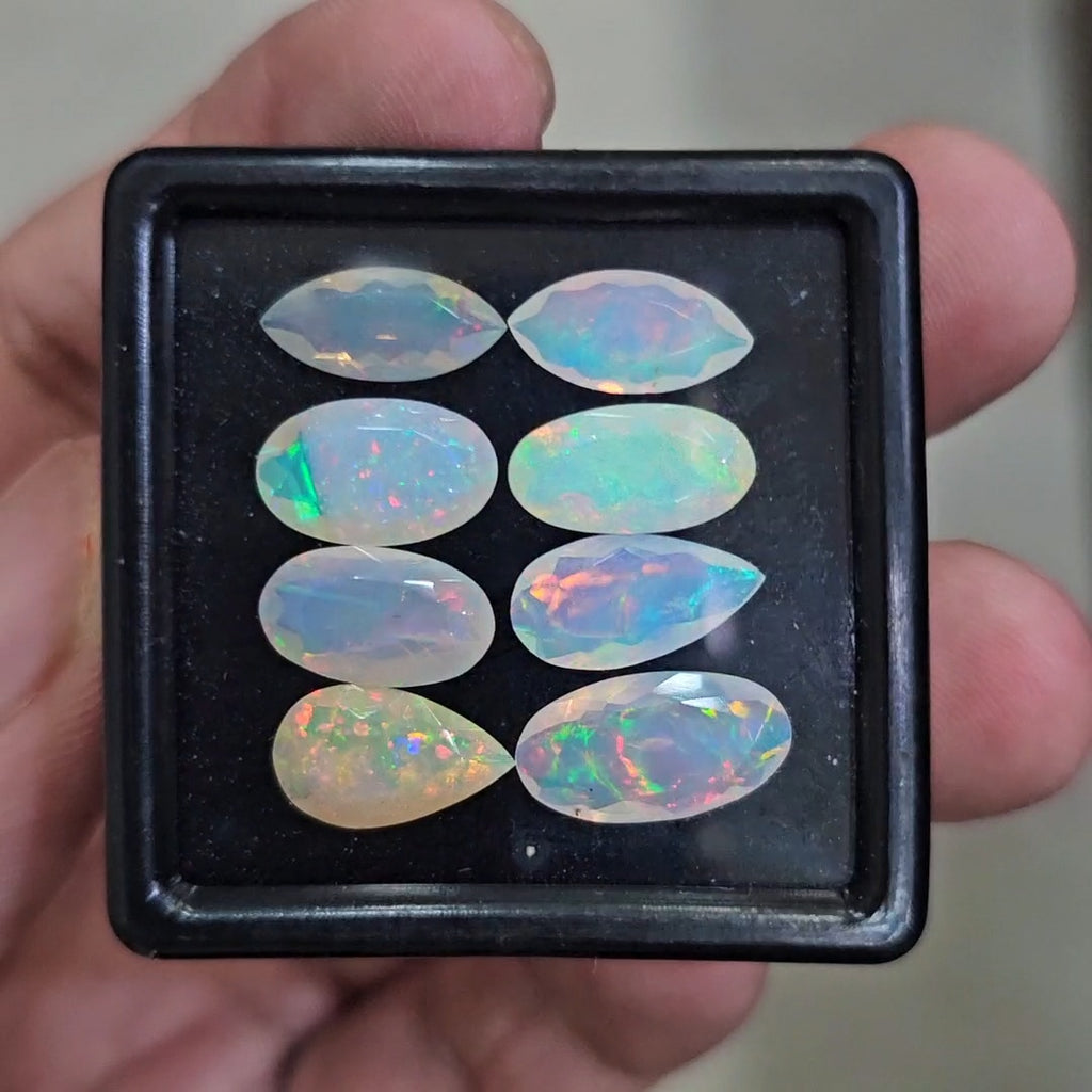 8 Pcs Natural Ethiopian Opal Faceted | Mix  | 12-14mm| With Box