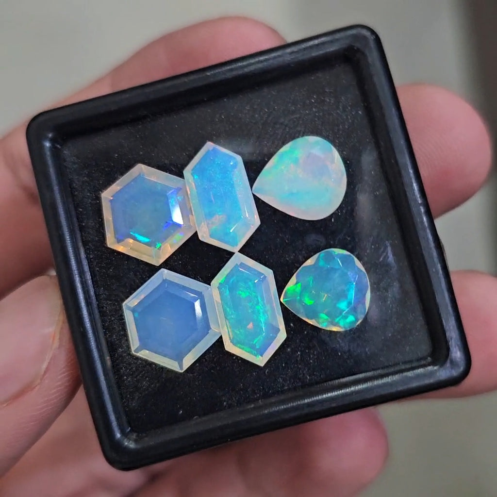 6 Pcs Natural Ethiopian Opal Faceted | Fancy  | 10-13mm| With Box