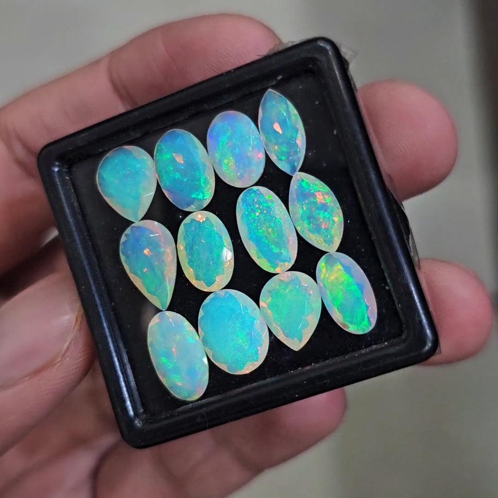 12 Pcs Natural Ethiopian Opal Faceted | Mix | 10-12mm| With Box