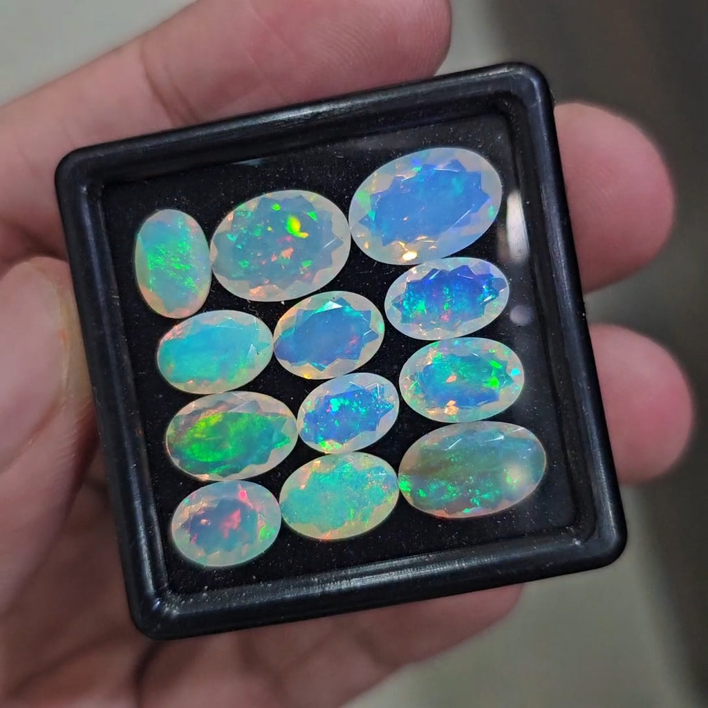 12 Pcs Natural Ethiopian Opal Faceted | Oval | 9-13mm| With Box