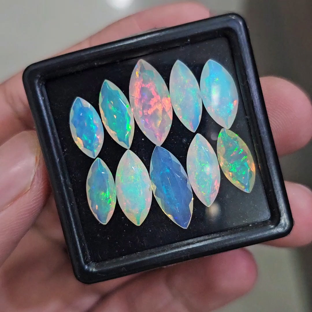 10 Pcs Natural Ethiopian Opal Faceted | Marquise | 11-16mm| With Box