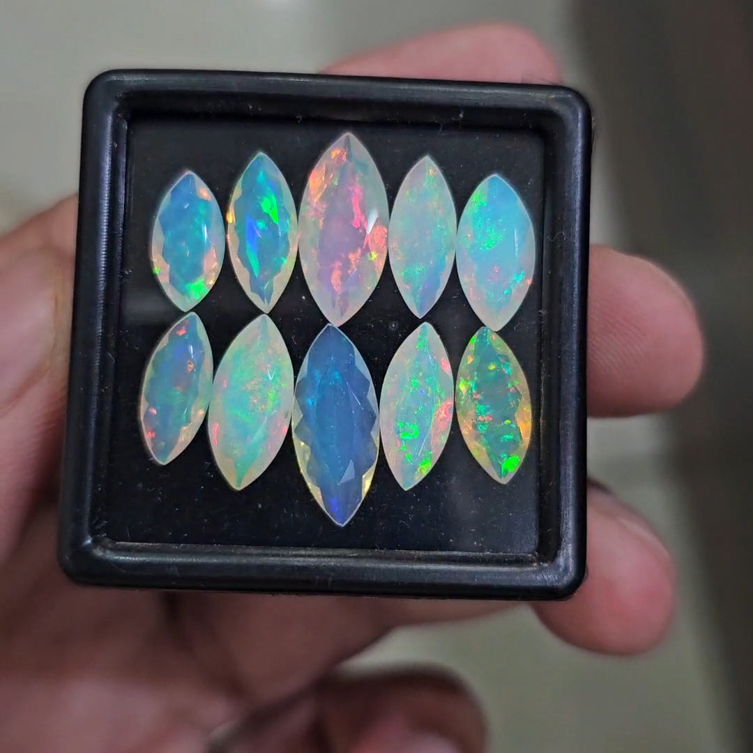 10 Pcs Natural Ethiopian Opal Faceted | Marquise | 11-16mm| With Box