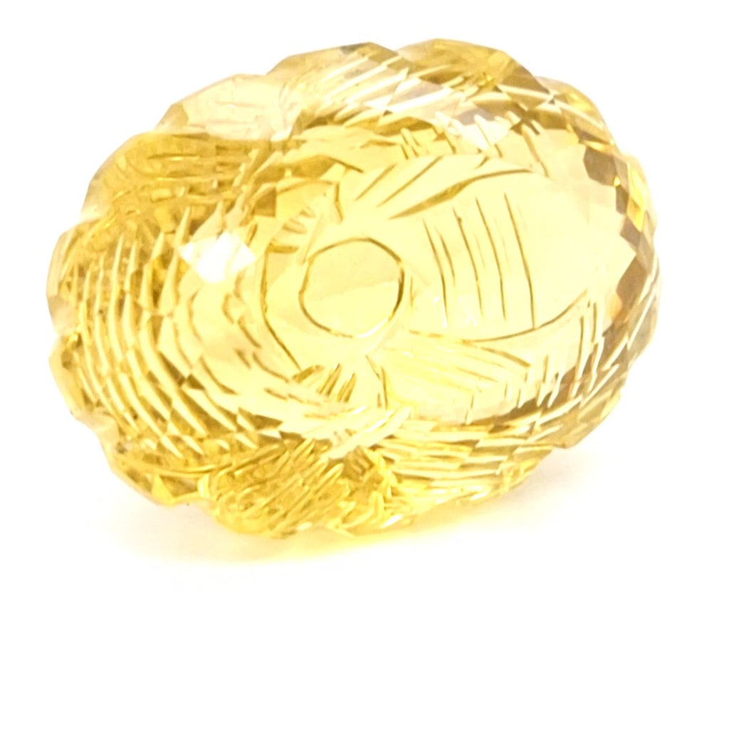 Natural Lemon Quartz Carved  | Oval  | Size: 31x23mm