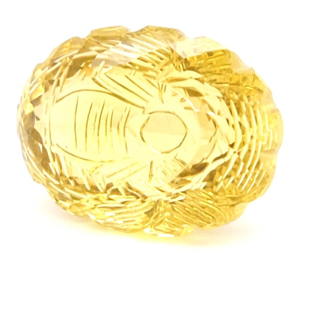 Natural Lemon Quartz Carved  | Oval  | Size: 31x23mm