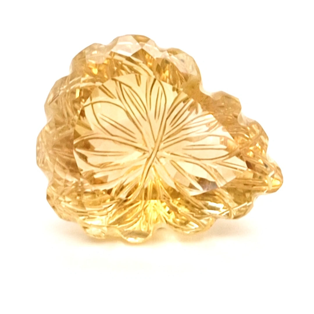 Natural Lemon Quartz Carved  | Teardrop  | Size: 32x27mm