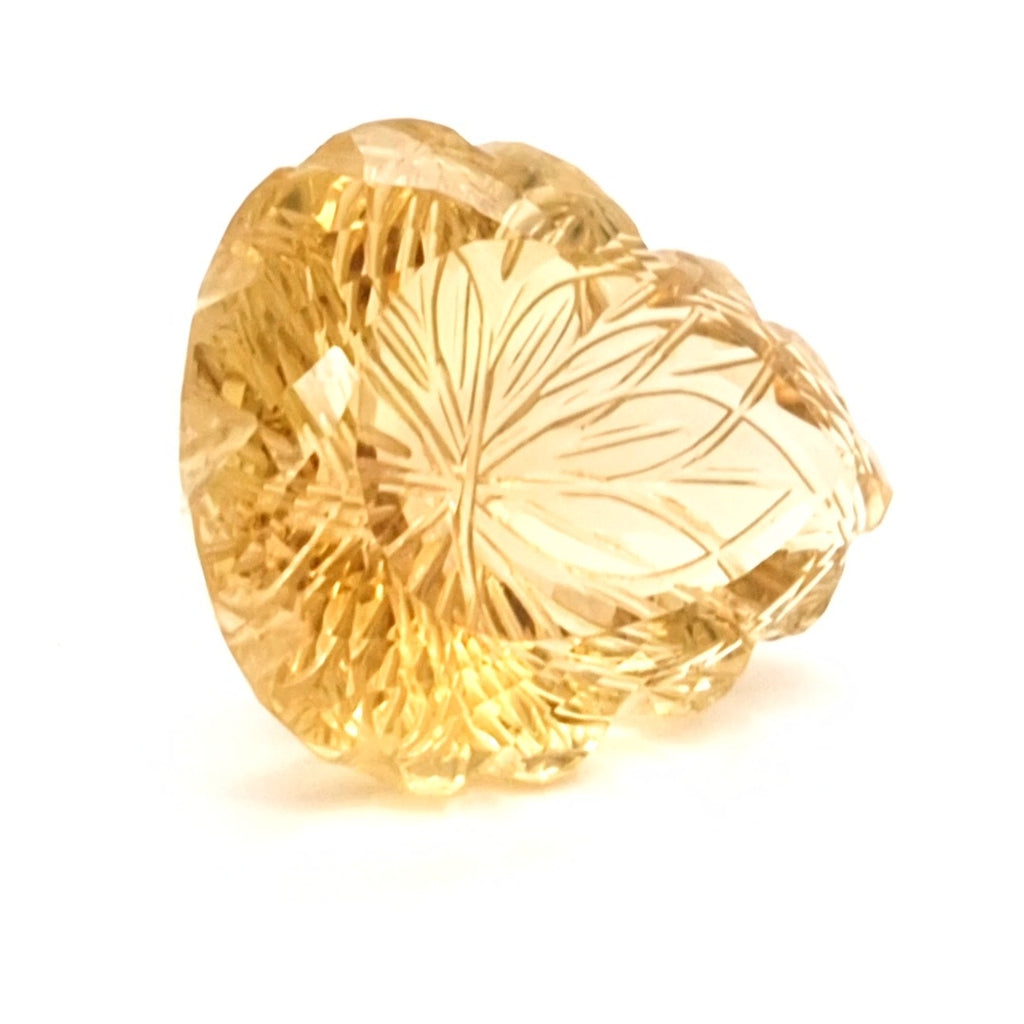 Natural Lemon Quartz Carved  | Teardrop  | Size: 32x27mm
