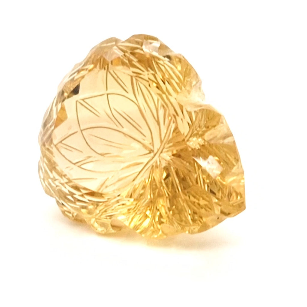 Natural Lemon Quartz Carved  | Teardrop  | Size: 32x27mm