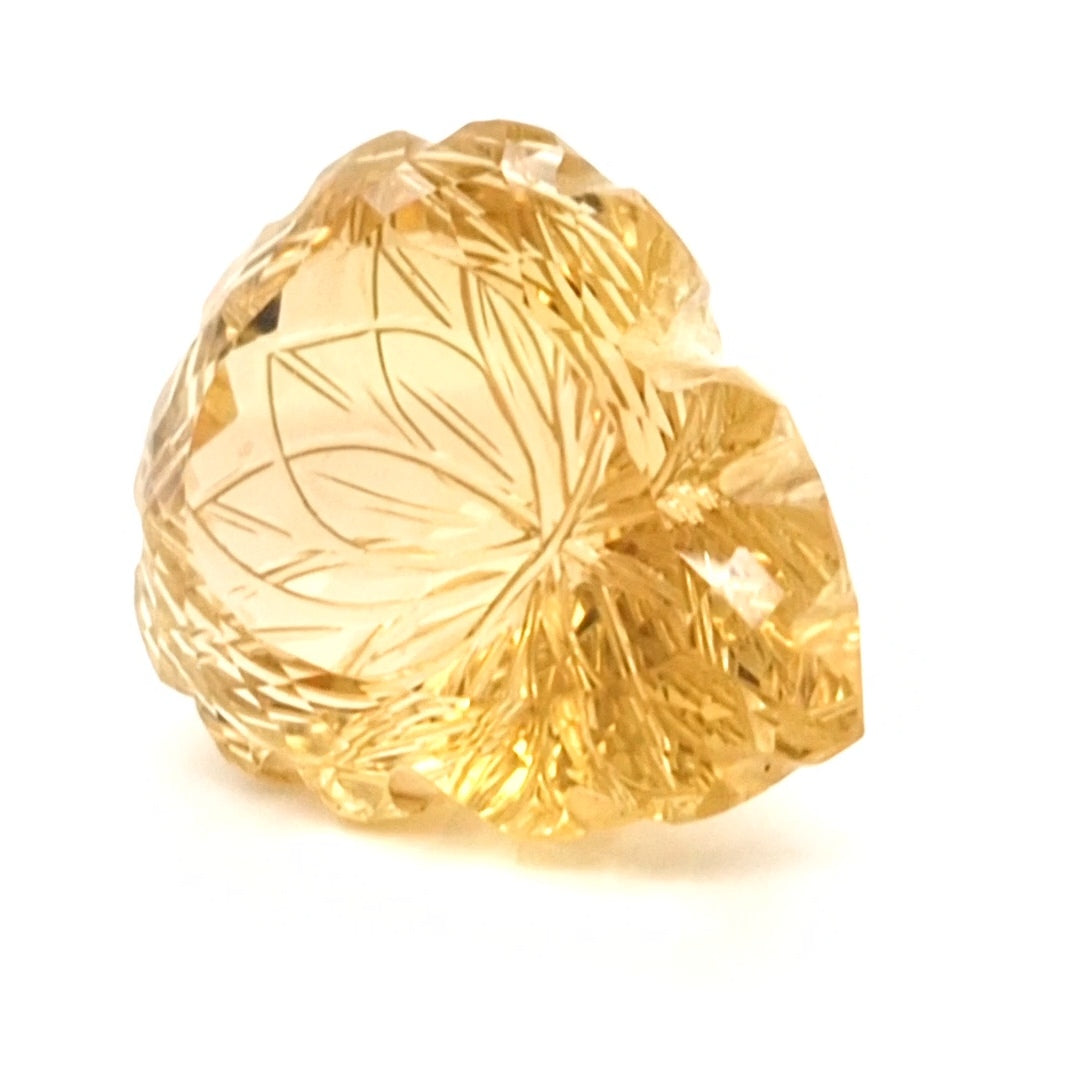 Natural Lemon Quartz Carved  | Teardrop  | Size: 32x27mm