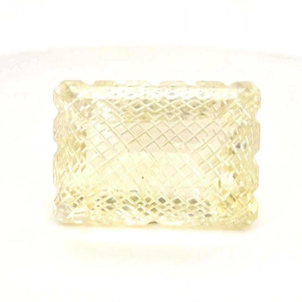 Natural Lemon Quartz Carved  | Rectangle  | Size: 30x21mm