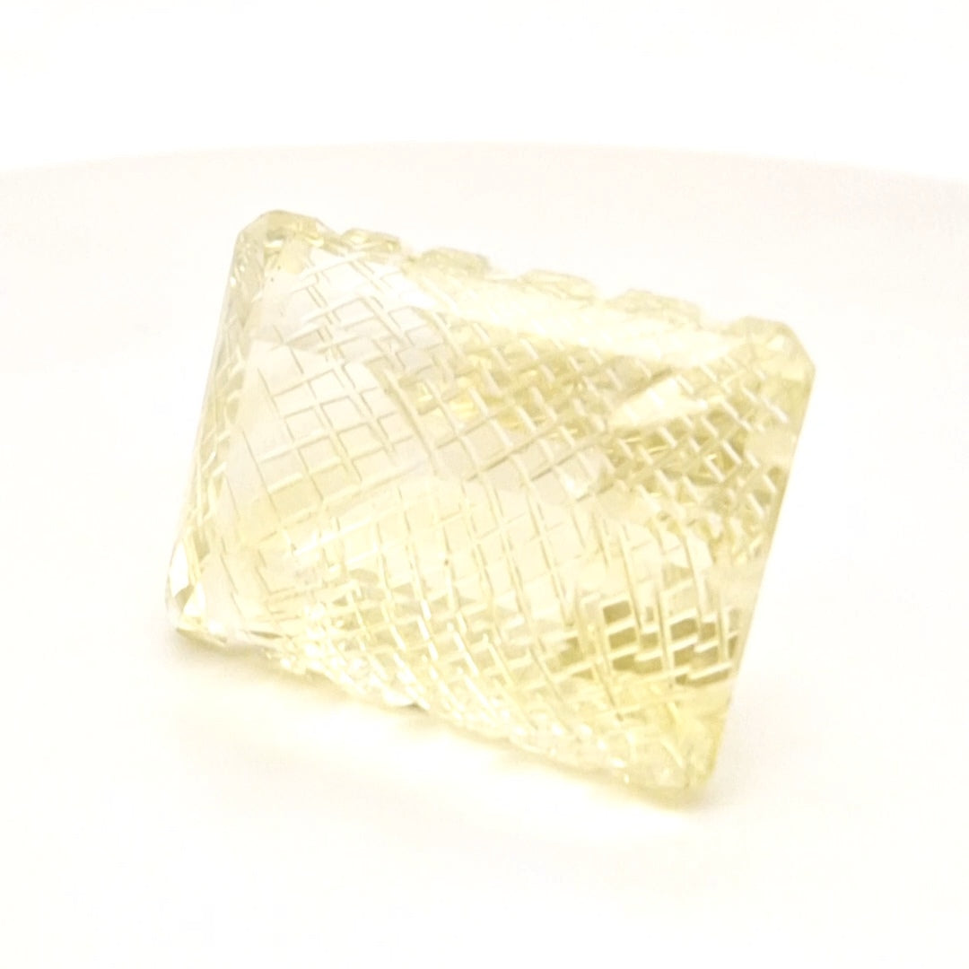 Natural Lemon Quartz Carved  | Rectangle  | Size: 30x21mm
