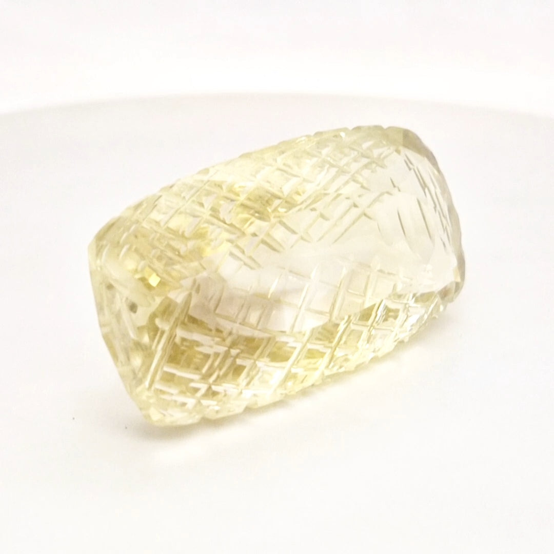 Natural Lemon Quartz Carved  | Rectangle  | Size: 40x21mm